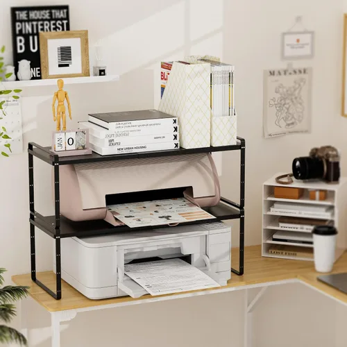 Vista 2 de SANNO Organizador de estantes de cocina expandibles, altura ajustable, gran apilable, armario de cocina, organizador de despensa y mostrador, Negro