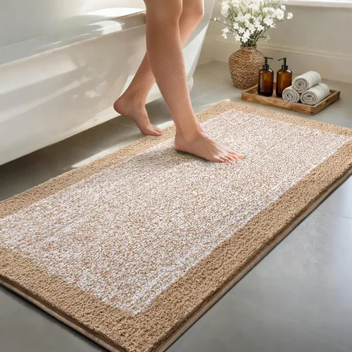 Vista 59 de Alfombras de baño de 17 x 24 pulgadas, antideslizantes, lavables, color gris, para bañera, tapete de baño para baño, tapete suave y absorbente