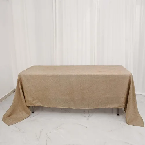 Vista 11 de Efavormart Mantel Redondo de Arpillera Sintética de Yute Natural de 90 Pulgadas - Cubierta de Mesa Rústica Boho Chic Estilo Granja para Navidad