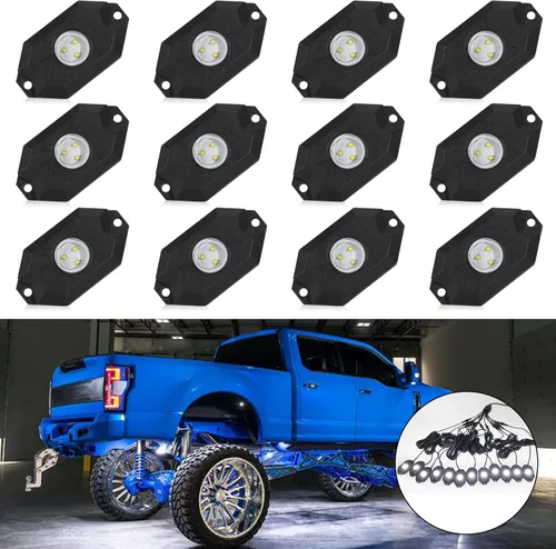 Vista 8 de Kit de luces LED blancas, impermeables, 6000 K, blanco puro, 12 vainas, luz de neón LED para camión, barco, automóvil, ATV, UTV, luces de plataforma