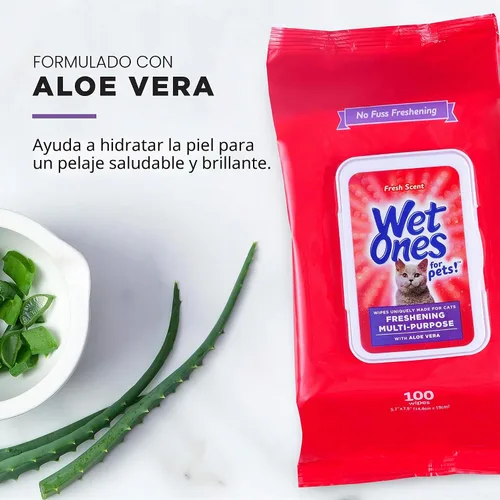 Vista 3 de Wet Ones Toallitas multiusos para gatos refrescantes para mascotas, aroma