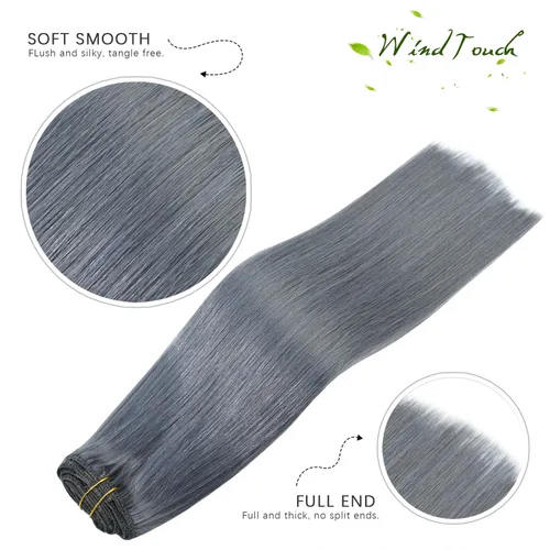 Vista 38 de WindTouch - Extensiones de cabello humano real con clip, color marrón claro a rubio con reflejos #6P613, 22 pulgadas, 4.33 onzas, 7 piezas #6p613