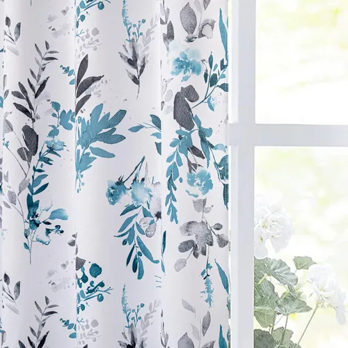 Vista 29 de MYSKY HOME Cortinas florales para puerta francesa de 40 pulgadas de largo, juego de 2 cortinas opacas de privacidad con bolsillo para barra A-verde