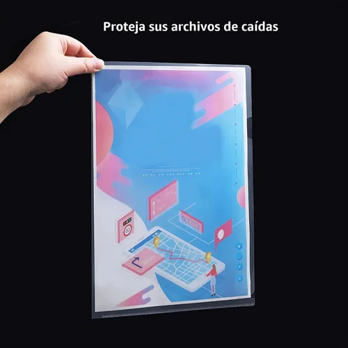 Vista 5 de Paquete de 10 carpetas transparentes para documentos, tipo L, carpetas transparentes tamaño carta, bolsillos para proyectos, fundas de plástico