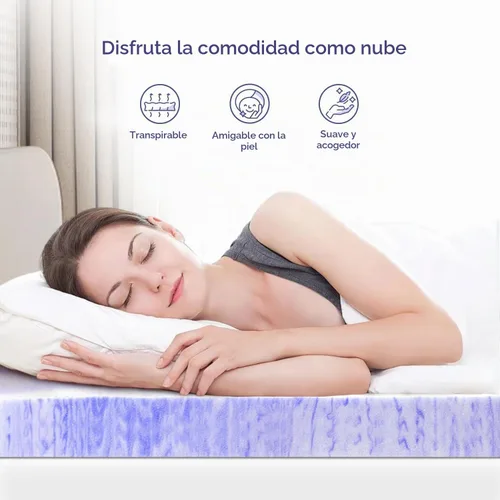 Vista 4 de ELEMUSE Cubrecolchón de espuma viscoelástica con diseño ventilado de 3 pulgadas, tamaño individual, almohadilla de espuma de remolino con gel