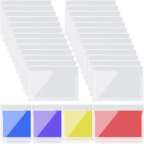 Vista 11 de Paquete de 30 bolsillos autoadhesivos para tarjetas de índice, con apertura superior, tarjetero ideal para organizar y proteger tus tarjetas