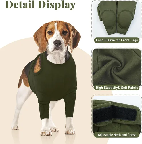 Vista 4 de Nanaki Trajes de recuperación para cirugía de perro para patas delanteras, manga para pierna de perro para dejar de lamer, pantalones anti-lamida