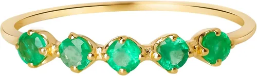 Vista 3 de YoTreasure Solid 14K Yellow Gold 5-Stone Wedding Band Multi Sapphire Rhodolite Garnet Zambian Emerald Ring