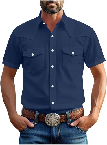 Vista 7 de Men's Short Sleeve Button Down Shirts Cargo Shirt Fashion Casual Summer Beach Shirts Business Work Basic Tee Tops