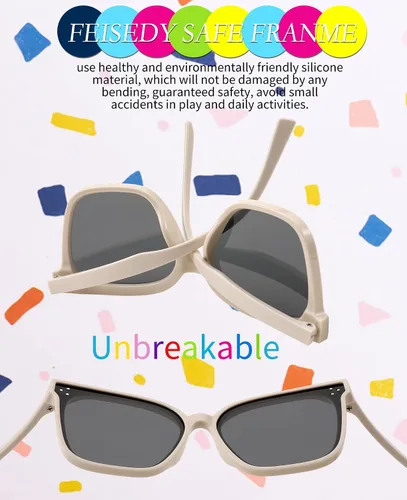Vista 5 de FEISEDY Gafas de sol cuadradas polarizadas para niños y niñas, con protección UV, estilo clásico, B2316
