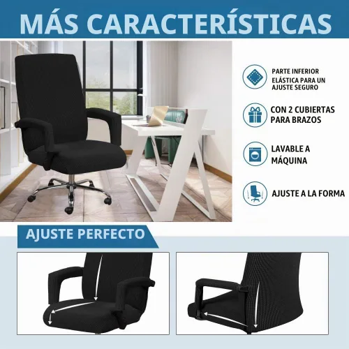 Vista 5 de H.VERSAILTEX Fundas para silla de oficina en casa, fundas elásticas para silla de escritorio de computadora, respaldo medio y alto, universal, funda