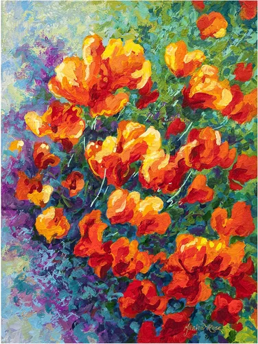 Vista 2 de Lienzo decorativo para pared, diseño de Marion Rose con las amapolas cal, para sala de estar, dormitorio u oficina, 14 x 19 pulgadas