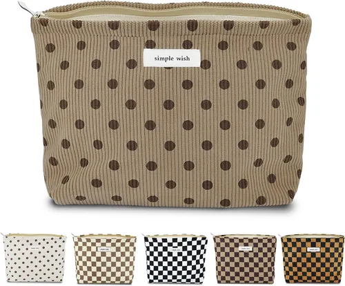 Vista 20 de Sminra Bolsa de Maquillaje Bolsa de Cosméticos Bolsa de Aseo de Lona Preppy para Mujeres Linda Bolsa con Cremallera Organizador Accesorios de Viaje