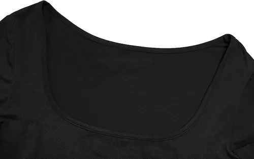 Vista 3 de Camisetas cortas ligeras con cuello cuadrado, manga larga, ajustadas, básicas, para mujer