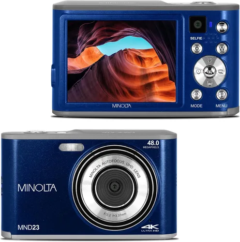 Vista 11 de Minolta Cámara digital de 48 megapíxeles con lente selfie trasera – Vídeo 4K Ultra HD, pantalla LCD de 2.8", zoom digital 16X