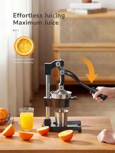 Vista 6 de 500W Centrifugal Juicer + Cast Iron Hand Press Juicer, 2-in-1 Fruit & Vegetable Juice Extractor Set, Heavy-Duty Manual Citrus Juicer & Electric