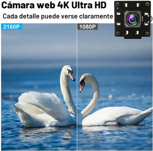 Vista 4 de Cámara USB 4K enfoque automático de 100 grados sin distorsión lente de visión nocturna a color cámara web para computadora UVC USB2.0 Lightburn Cam