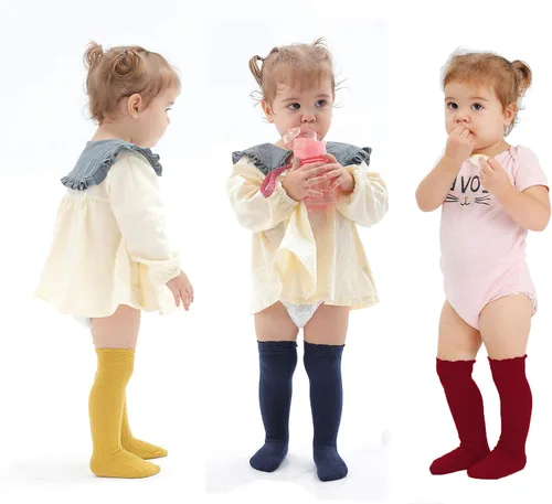 Vista 47 de EPEIUS Calcetines altos hasta la rodilla para bebés y niños pequeños (paquete de 3/5)