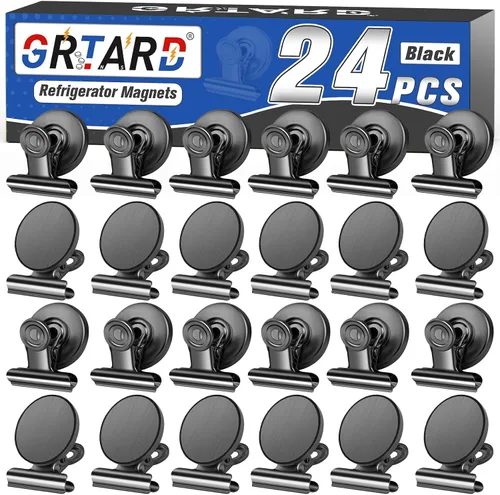 Vista 9 de Grtard Paquete de 6 clips magnéticos resistentes, clips magnéticos para refrigerador, imanes de refrigerador, clip magnético fuerte, imanes sin Negro