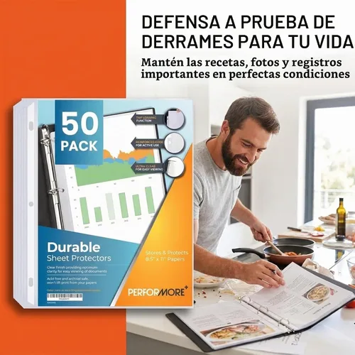 Vista 5 de Performore Paquete de 50 protectores de hojas transparentes Fundas de plástico resistentes de 8.5 x 11 pulgadas Protectores de página