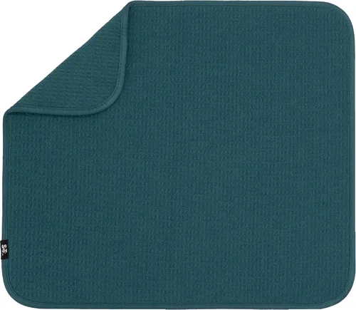 Vista 26 de S&T INC. Tapete de microfibra para secado de platos, reversible y absorbente para cocina, de 16 x 18 pulgadas, color negro