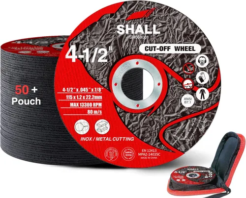 Vista 8 de SHALL Paquete de 25 ruedas de corte de 4 1/2 x 7/8 pulgadas, rueda de corte con bolsa para amoladora angular, disco de corte rápido de metal y acero