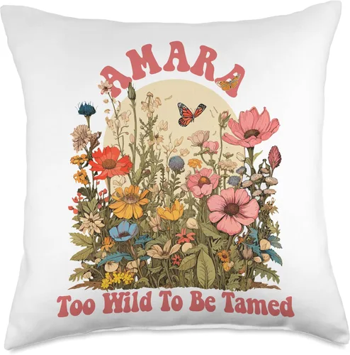 Vista 4 de Wildflower Gift For Women Gift For AMARA Cute Retro Girls Wildflower Amara Name Throw Pillow, 16x16, Multicolor