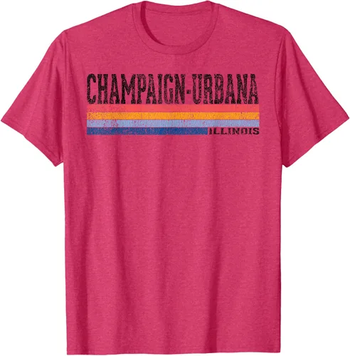 Vista 37 de clásico 1980s estilo champaign-urbana Illinois T Shirt, hombre 2XL, Blanco