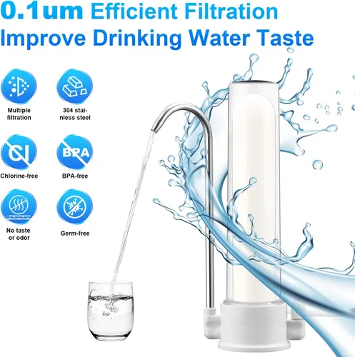 Vista 4 de Filtros de agua de cerámica de repuesto de 10 pulgadas para cocina, filtro de encimera de 4 etapas, cartucho de vela lavable y filtración