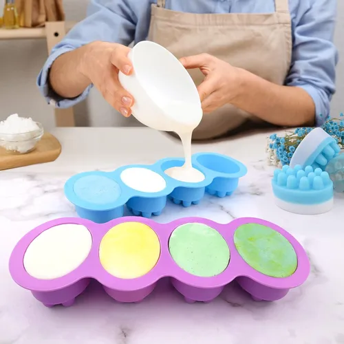 Vista 5 de Moldes de jabón de silicona para barra de masaje, paquete de 2 moldes de hielo para peine de cabello 3D, moldes de jabón de silicona para hacer