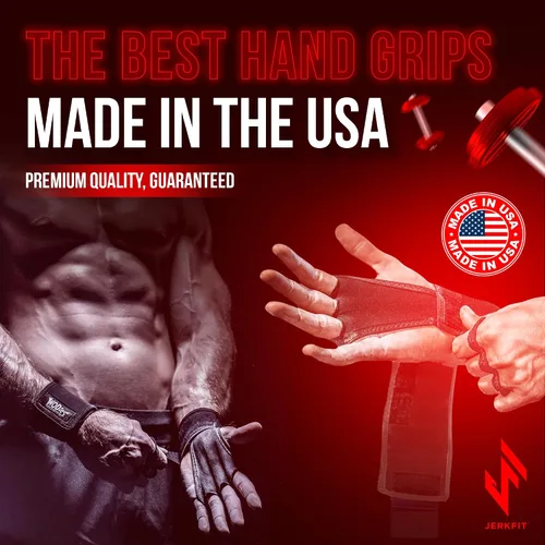 Vista 7 de JerkFit WODies - Agarres de gimnasia y levantamiento de pesas con muñequeras – Guantes de gimnasio versátiles de 3 agujeros para dominadas