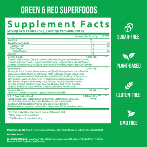 Vista 6 de GOBIOTIX Paquete de suplemento de fibra prebiótica + polvo Super Greens Powder N' Super Reds