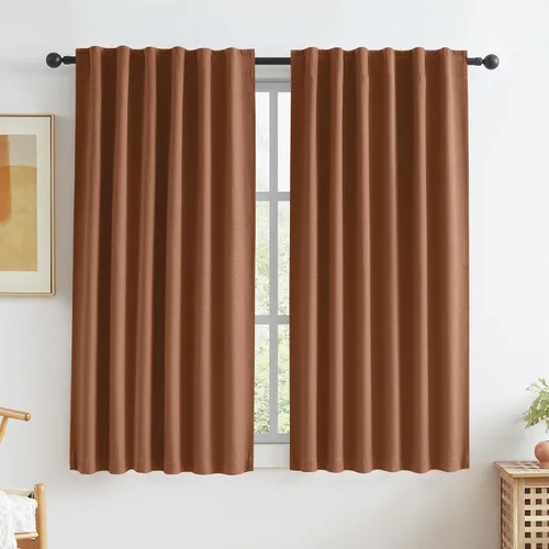 Vista 23 de KEQIAOSUOCAI - Cortinas opacas naturales de 108 pulgadas de largo, cortinas modernas con pestaña trasera, paneles plisados para sistema de cortina