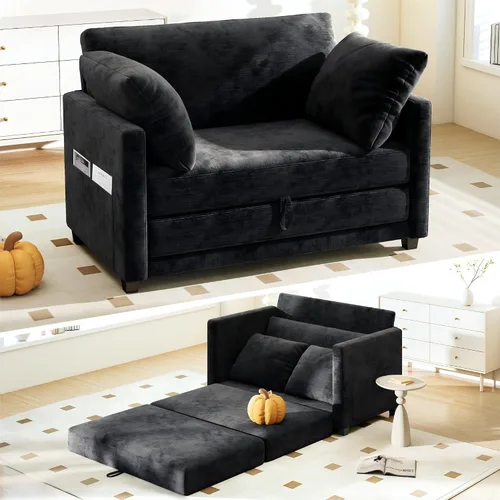 Vista 16 de Myroyalsit - Sofá cama convertible de 51 pulgadas, sofá cama plegable 2 en 1, sofá biplaza para espacios pequeños, con 2 cojines, para apartamento