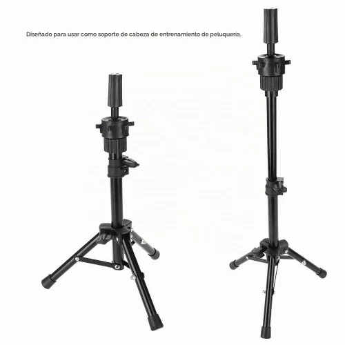 Vista 4 de Soporte para cabeza de maniquí, soporte de trípode, ajustable, profesional, de plástico, para peluca, sombrero, soporte para cabello para cabeza