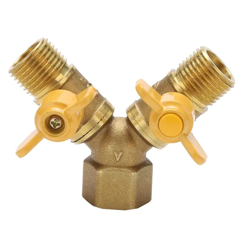 Vista 3 de Adaptador de grifo G1/2 de 2 vías con interruptor de válvula de cobre, separador de agua, conector de grifo para lavadora