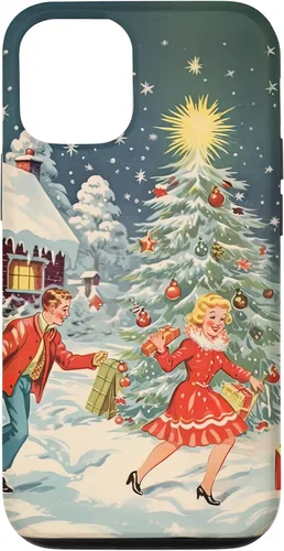 Vista 26 de iPhone 16 Vintage 1950s Nostalgia Christmas Snowflakes Christmas Tree Case