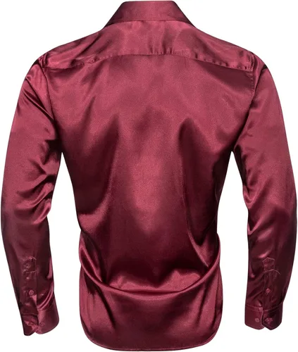 Vista 4 de Barry.Wang Camisas de vestir elásticas para hombre, de manga larga, con botones, formales, informales, negocios, bailes, fiestas, bodas