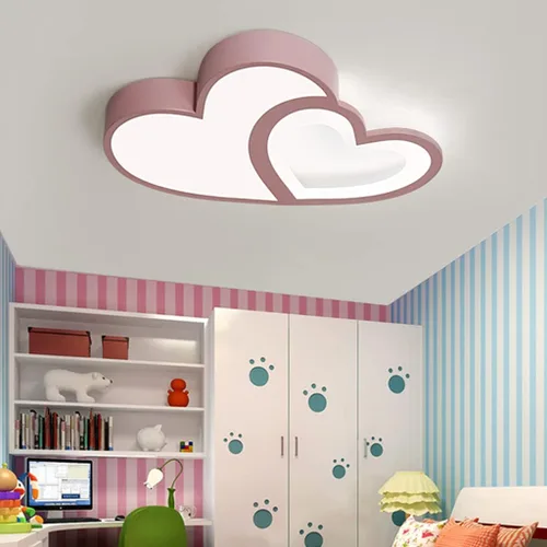 Vista 5 de NERDOH Lámpara de techo LED moderna para habitación de los niños, lámpara de techo creativa en forma de corazón, dormitorio de bebé, regulable