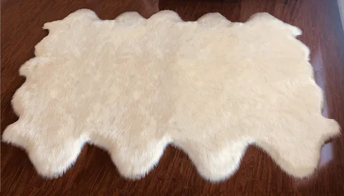 Vista 85 de LAMBZY Alfombra de piel de oveja auténtica, parte inferior gruesa y fuerte, fácilmente lavable, resistente a las manchas, perfecta para sala