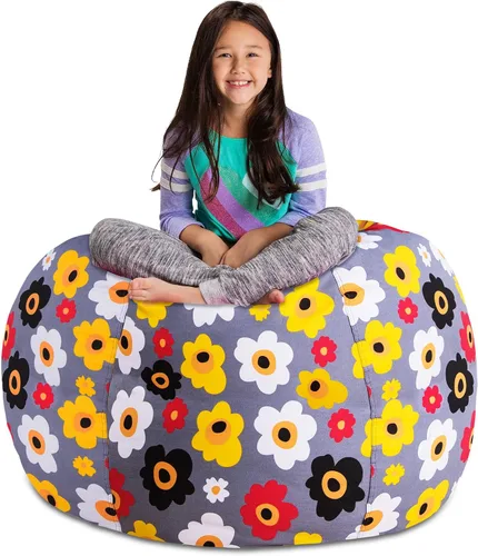 Vista 22 de Posh Creations Funda de puf para niños con almacenamiento para animales de peluche - Organizador de juguetes para niños, Mediano 68.58 cm - Lona