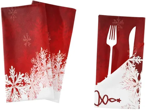 Vista 8 de Paquete de 6 servilletas de tela, servilletas lavables de Navidad, ideales para bodas, fiestas, cenas de vacaciones, 20 x 20 pulgadas Patrón 3