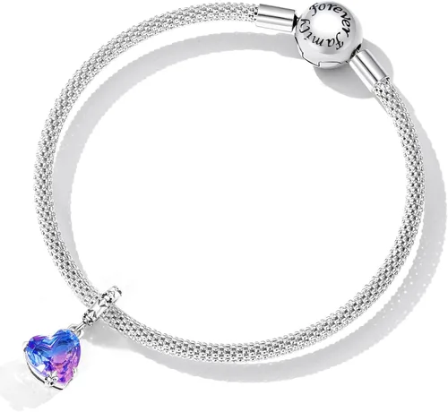 Vista 7 de MOWIMO Dije de plata de ley 925 con dije de gato de ojo malvado, atrapasueños, corazón, corazón, pata de amor, dije para pulsera original, Circonita