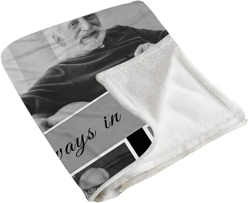 Vista 4 de Manta conmemorativa personalizada con imágenes, in Loving Memory, manta personalizada con fotos, regalo de condolencias, regalo de recuerdo, regalos