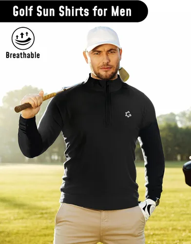 Vista 7 de JumGear-Life 3Pack Quarter Zip Pullover Men Long Sleeve Sweatshirts Running Athletic Golf Gym Shirt Quick Dry