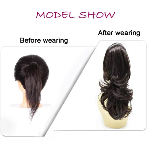 Vista 6 de LYRICAL HAIR Extensión de cola de caballo sintética para mujer, con cordón ajustable, pinza de mandíbula, larga, rizada, ondulada, extensión de cola