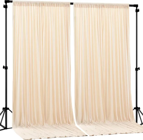 Vista 53 de Cortinas de Fondo Beige - Cortinas de Poliéster Sin Arrugas para Fotografía, Cortinas de Fondo para Fiestas, para Decoraciones de Baby Shower