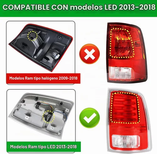 Vista 3 de Lochnchn Conjunto de Luz Trasera LED Compatible con Dodge Ram 1500 2013-2018, Ram 2500 3500 2014-2018 Lado Izquierdo del Conductor Luces Traseras