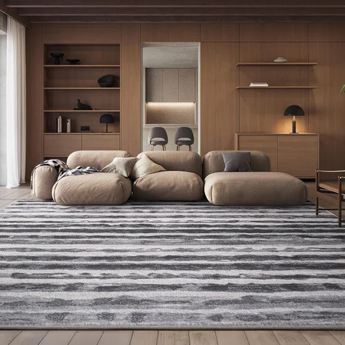 Vista 8 de SAFAVIEH Adirondack Collection - Alfombra decorativa de 2 pies 6 pulgadas x 4 pies, marfil y carbón, diseño moderno ondulado, envejecido,
