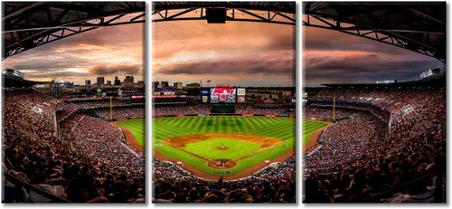 Vista 47 de TUMOVO American Major Baseball - Lienzo decorativo para pared, diseño de estadio de los Bravos, 3 piezas, arte de pared de Filadelfia, cuadros